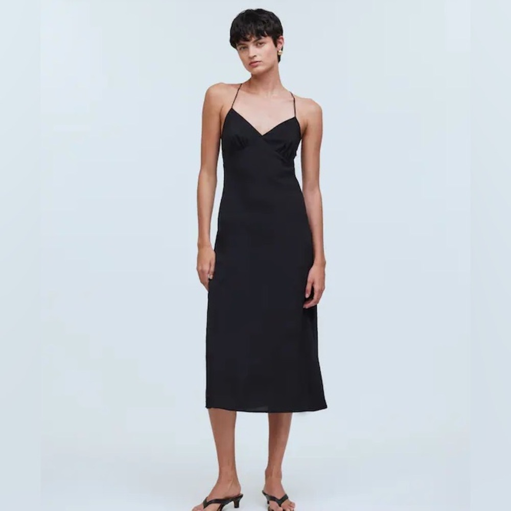 NWT MADEWELL The Layton Midi Slip Dress Black size 00